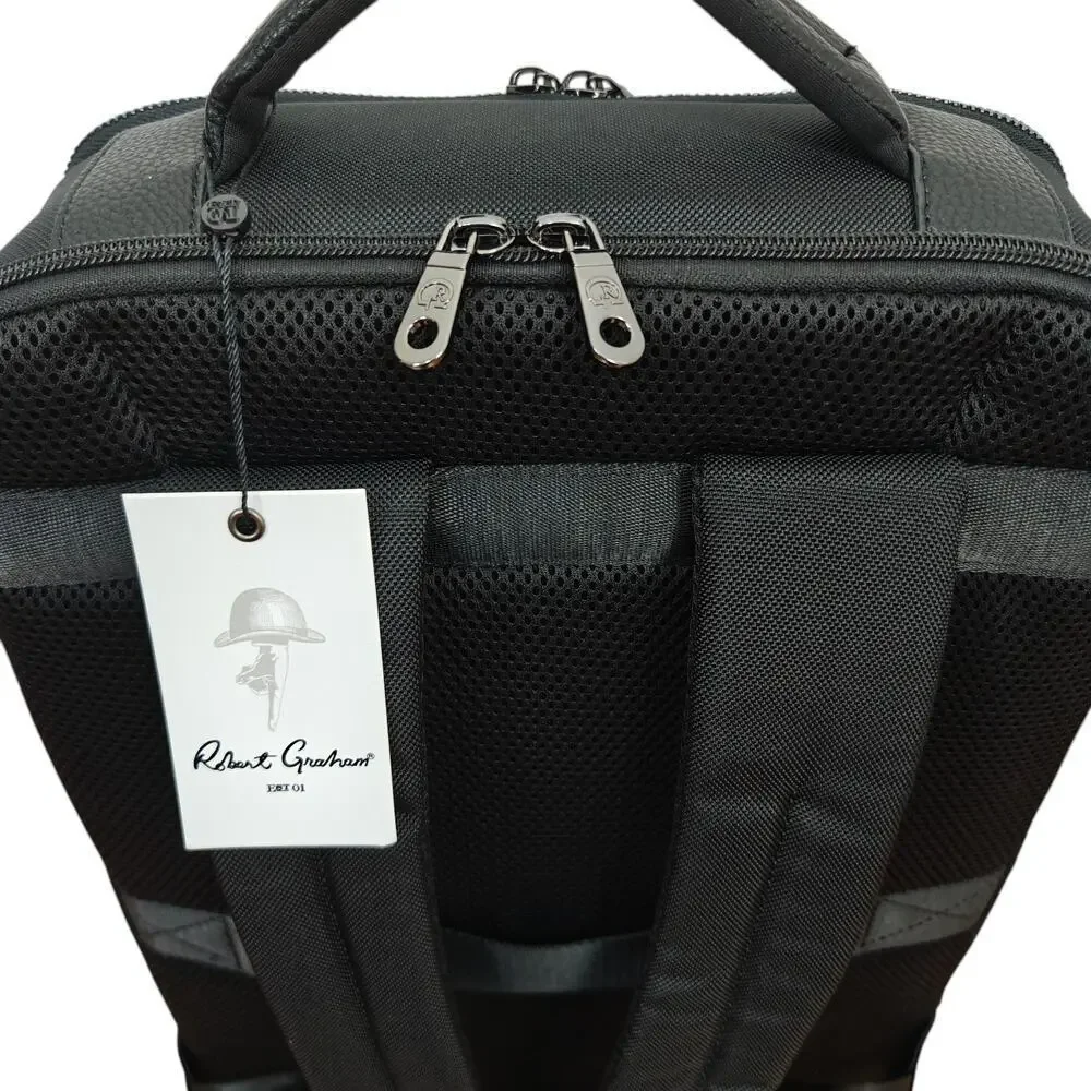 Robert Graham Backpack Solid Black Travel Commuting Padded Laptop Pocket NWT
